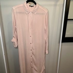 Pink Button-Up Duster - Velvet Heart - S